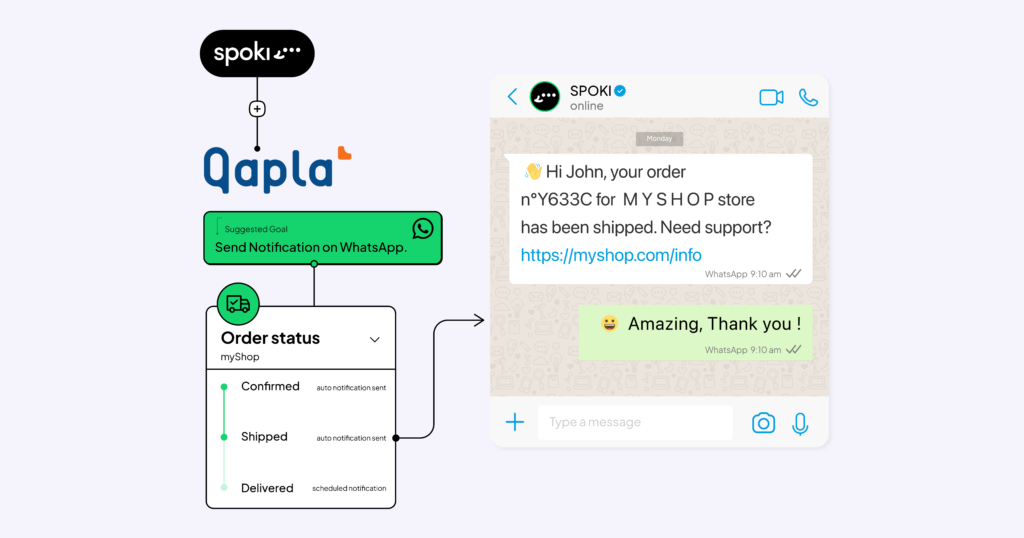 Mensajes Whatsapp de seguimiento de envíos para eCommerce: integración Spoki - Qapla'