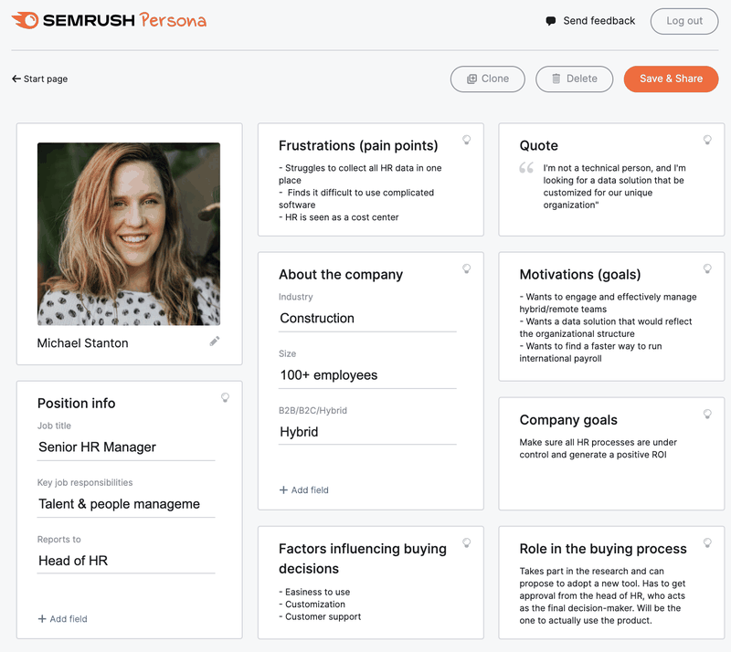 esempio Buyer Persona - Semrush