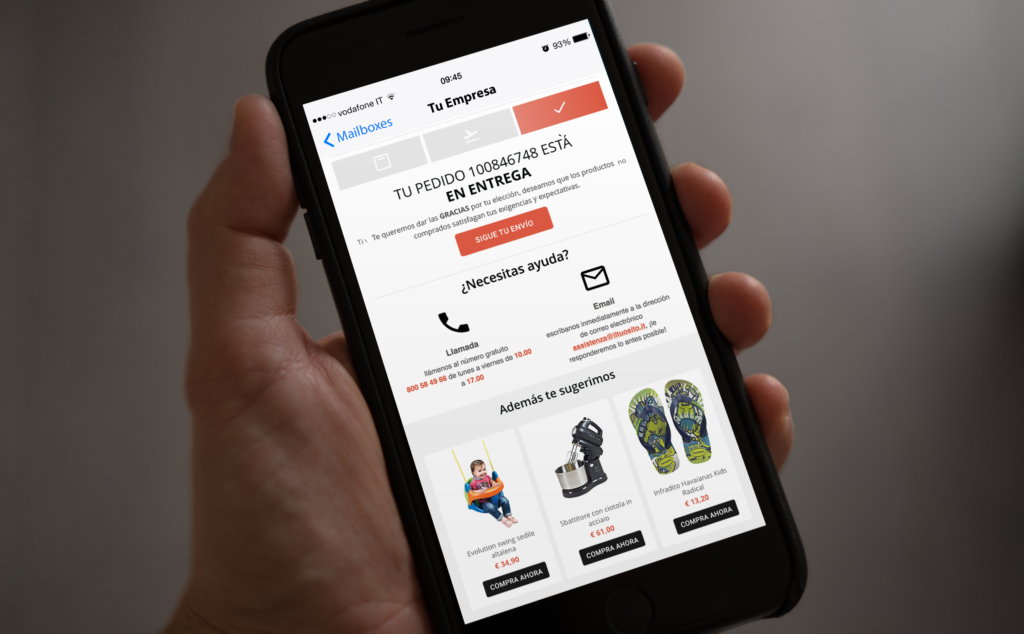 notificacion de entrega ecommerce
