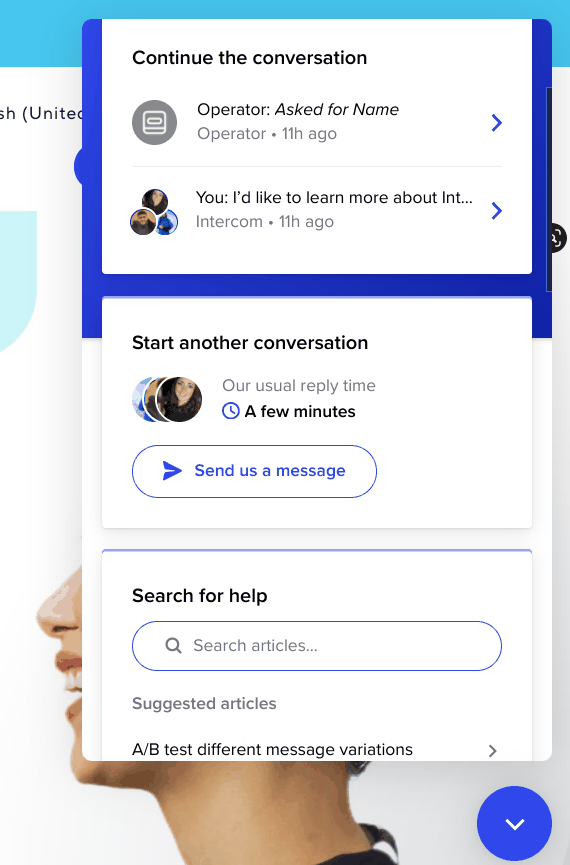 Intercom conversation
