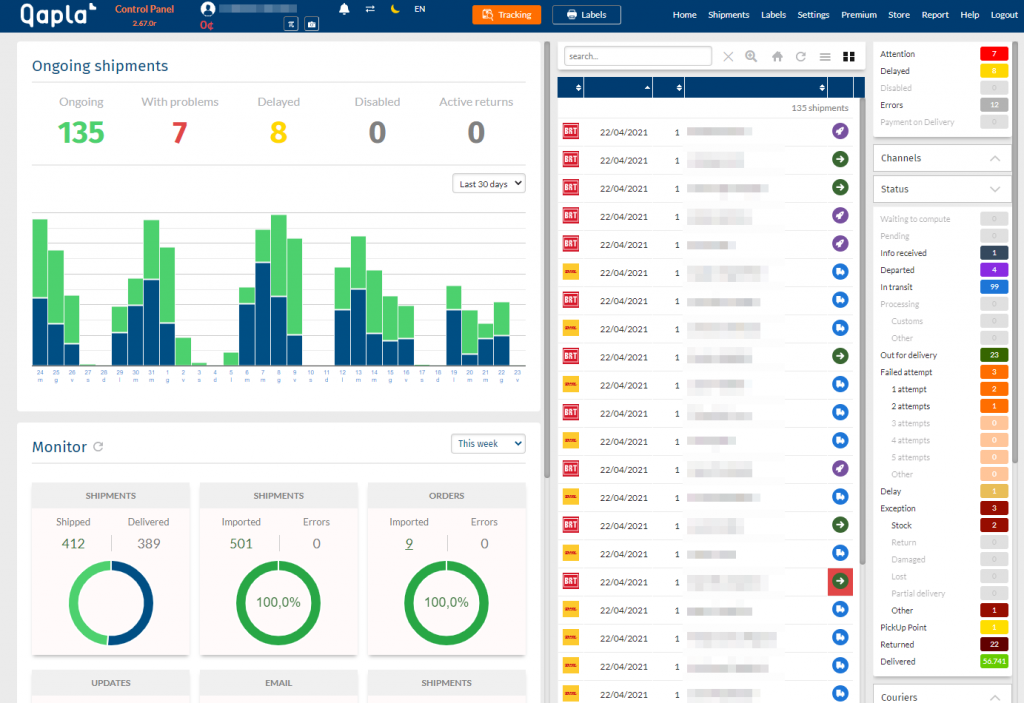 Qapla' dashboard