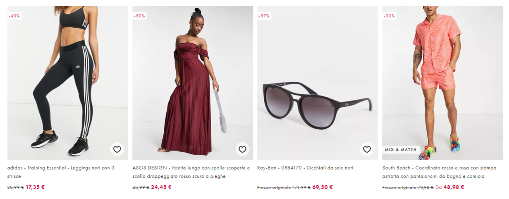 Prezzi dettagliati nell'eCommerce - da Asos.com